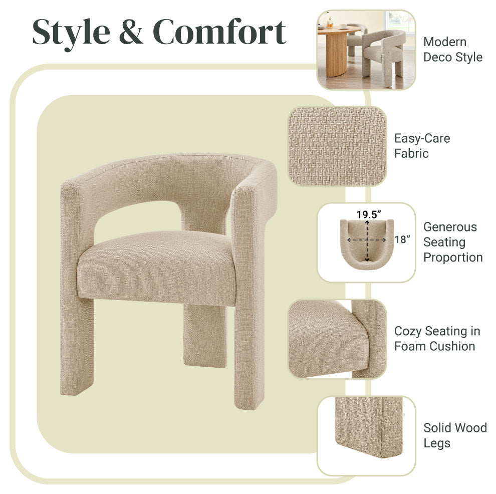 Sherlyn Dining Side Chair, Barley Beige, Fabric