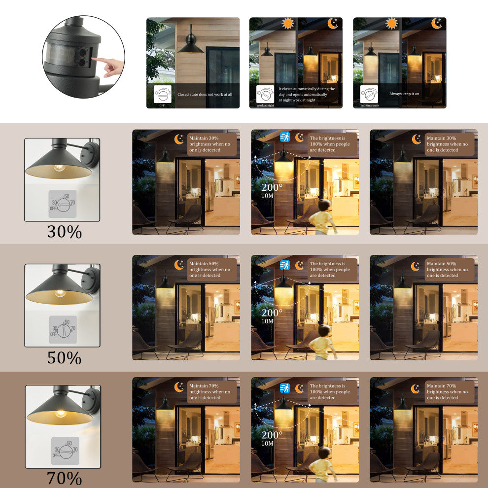 Farmhouse Gooseneck Dusk To Dawn Motion Sensor Outdoor Barn Light