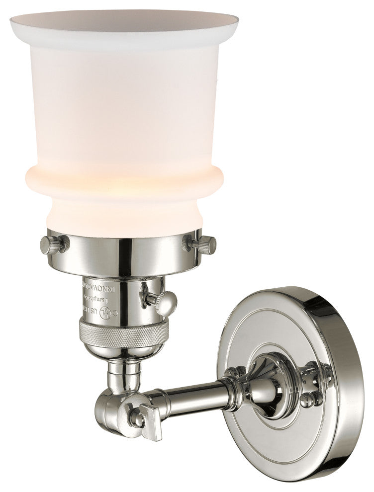 Small Canton 1-Light Sconce, Polished Nickel, Matte White