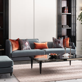 La Francaise Velvet Mansion Sofa Azure/Black