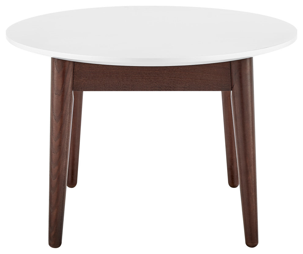 Manon Coffee Table, Matte White With Dark Walnut Legs