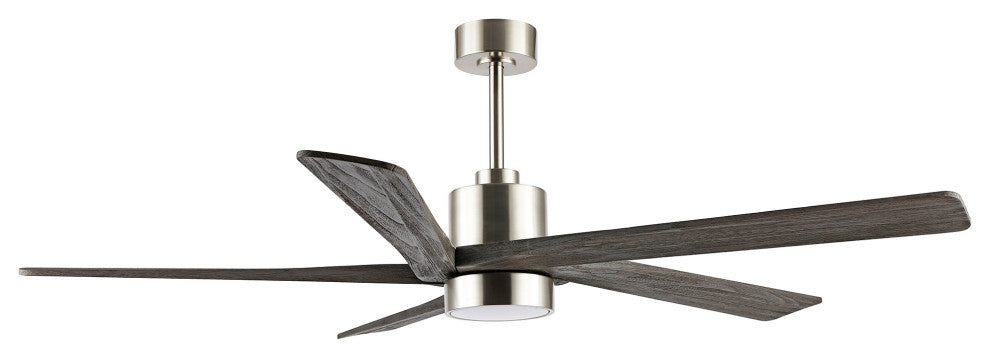 54" Reversible 5-Blade LED Ceiling Fan With Remote and Light, Brushed Nickel/Gray