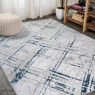 Slant Modern Abstract Area Rug, Gray/Blue, 4 X 6