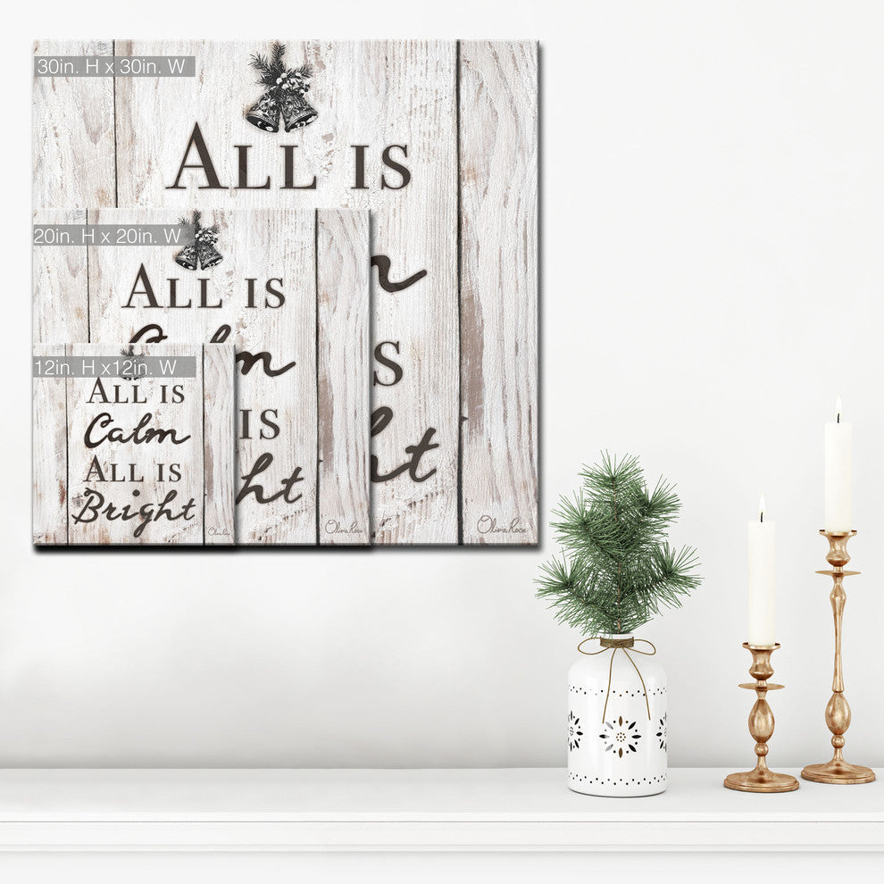 Ready2HangArt 'Christmas Silent Night' Textual Canvas Wall Art, 12"x12"