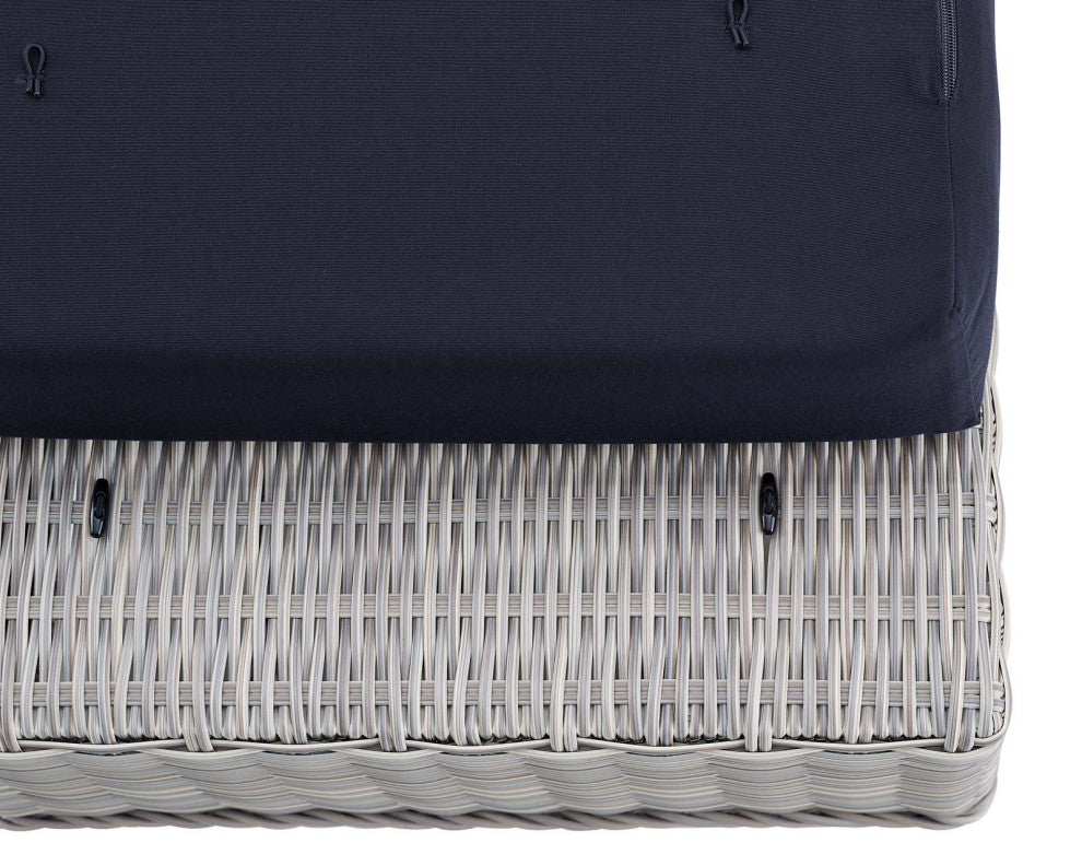 Lounge Chair Ottoman, Sunbrella, Rattan, Wicker, Gray Blue Navy, Outdoor