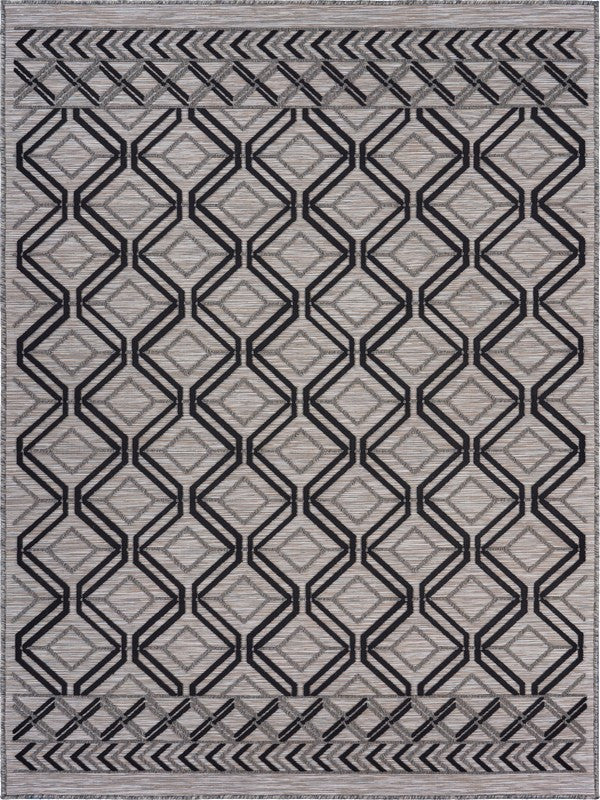 5" x 7" Black Geometric Indoor Outdoor Area Rug