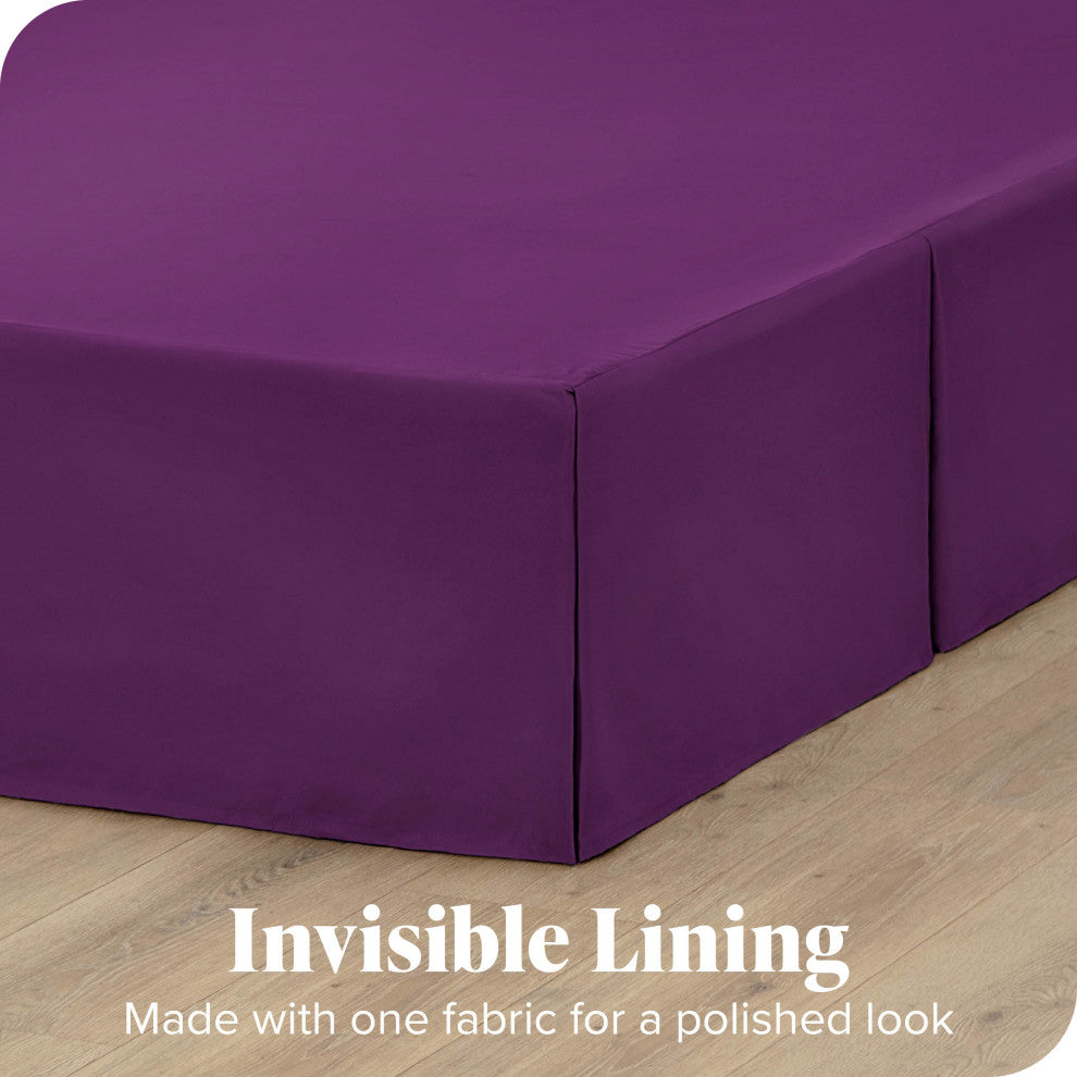 Bare Home Microfiber Bed Skirt , 15" Drop Length, Plum, Queen
