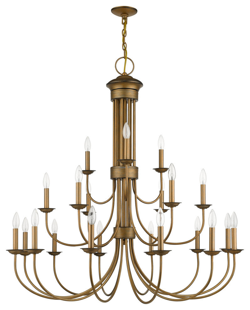 Estate 21-Light Antique Gold Leaf Extra Large Chandelier