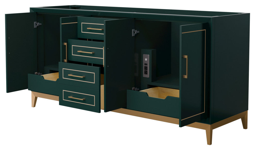 Marlena 72" Green Double Vanity, No Top, No Sink, Bronze Trim