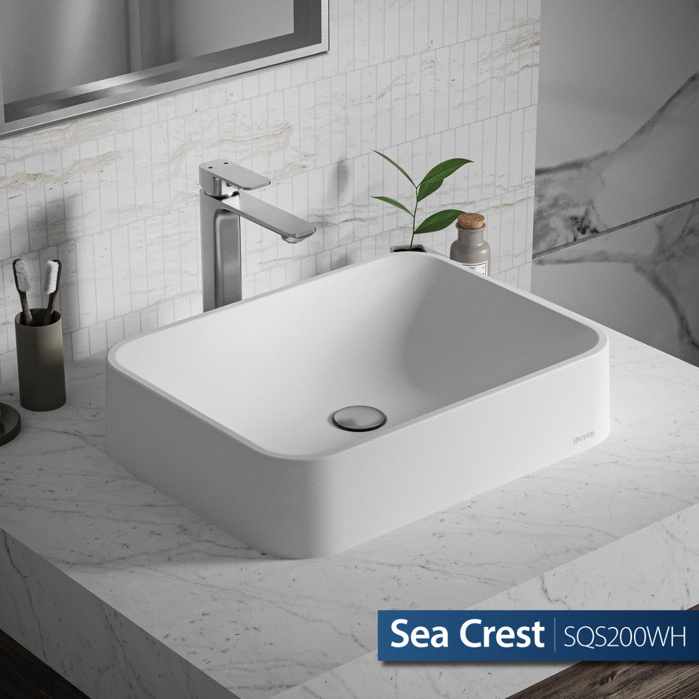 Karran Sea Crest SQS200 Quartz 22" Bathroom Vessel Sink, White