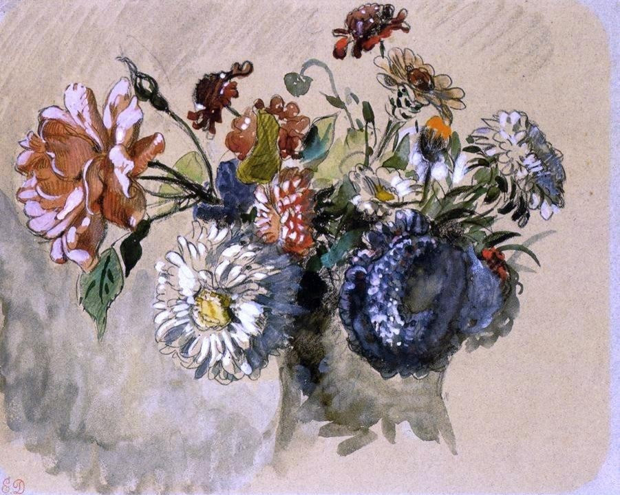 Eugene Delacroix Bouquet of Flowers, 20"x25" Wall Decal Print
