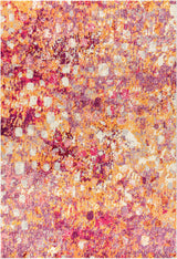 Contemporary POP Modern Abstract Area Rug, Pink/Orange, 8 X 10