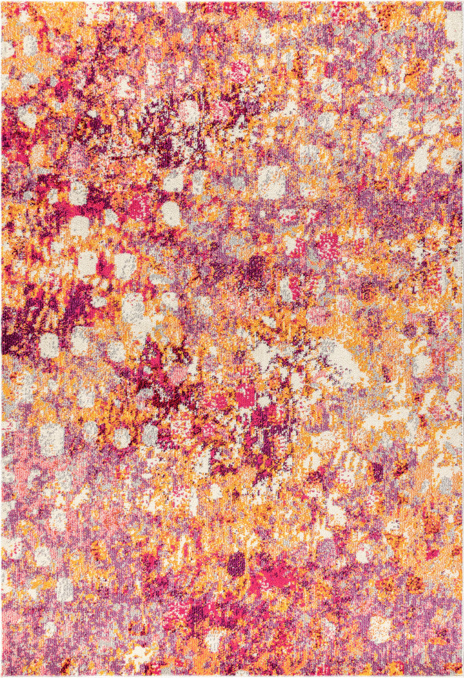 Contemporary POP Modern Abstract Area Rug, Pink/Orange, 8 X 10