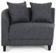 McCardell Fabric 3 Seater Curved Sectional Sofa, Charcoal + Dark Brown