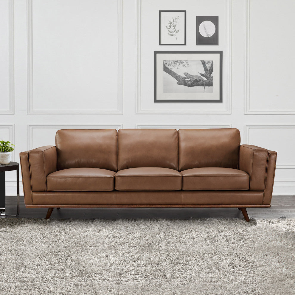 Positano Leather Sofa, Camel