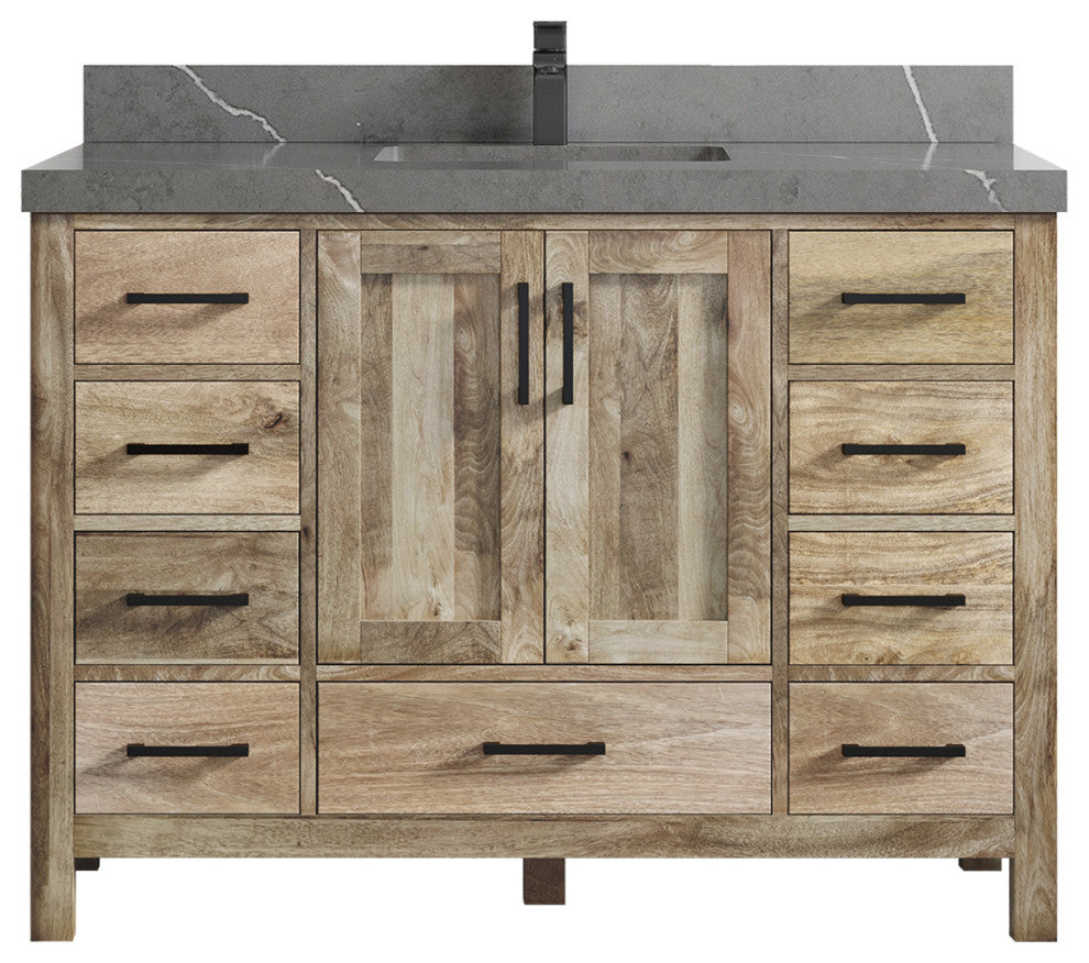 Malibu Mango 48 Single Sink Bath Vanity in Natural 2" Piatra Gray