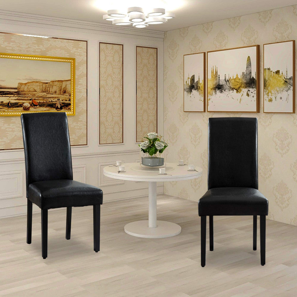 Rochefort Synthetic Leather Armless Set of 2-Pieces Dining Room Accent Chair, Bl