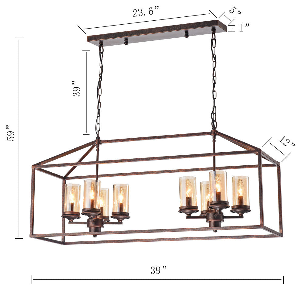 Thyra Modern Black Brushed Gold 8-Light Chandelier for Dining Room, Kitchen
