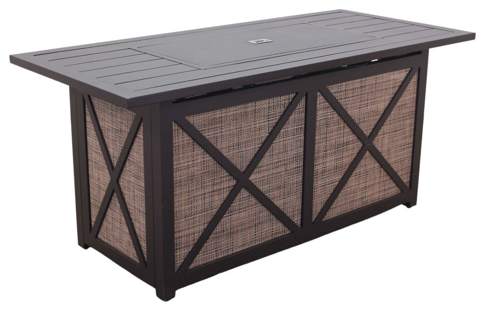 Courtyard Casual Santa Fe 5-Piece Rectangle Sling Fire Pit Reclining Set, Java