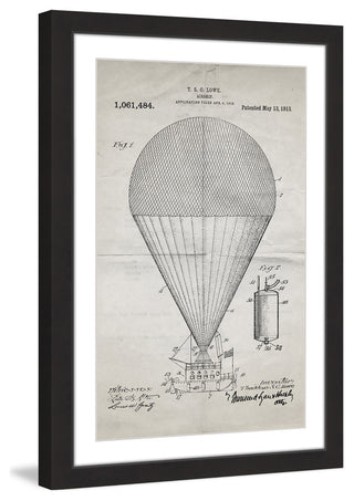 "Airship 1913 Old Paper" Framed Painting Print