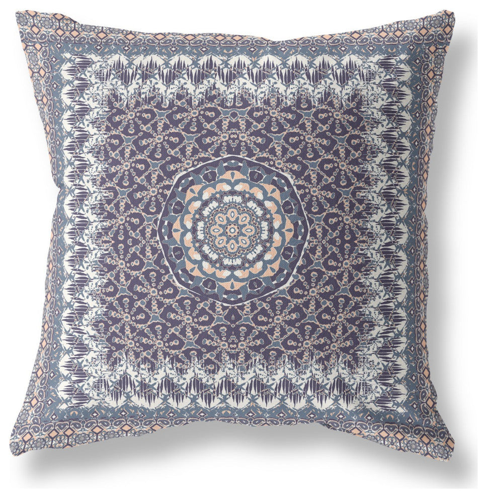 16 Gray Peach Holy Floral Indoor Outdoor Throw Pillow