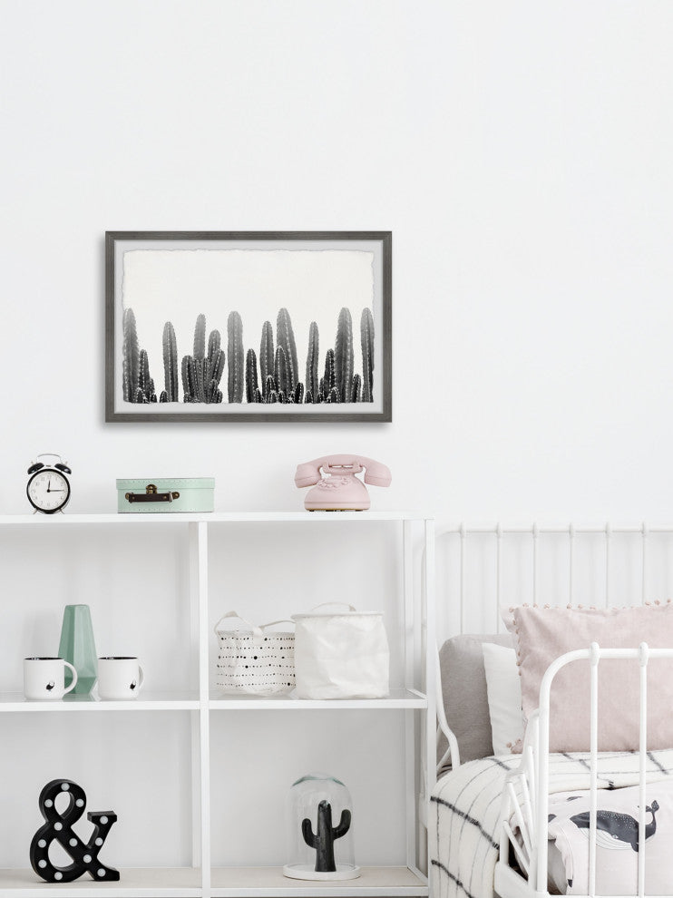 "Smoky Cactuses" Framed Painting Print, 12x8