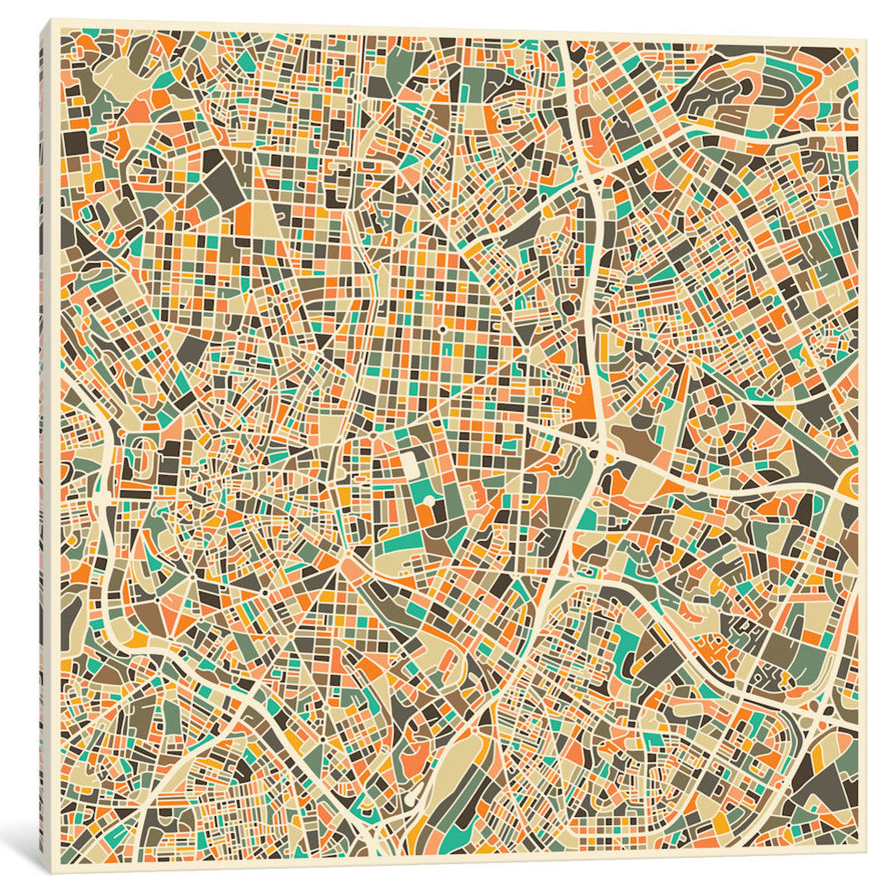 "Abstract City Map of Madrid" by Jazzberry Blue, 12x12x1.5