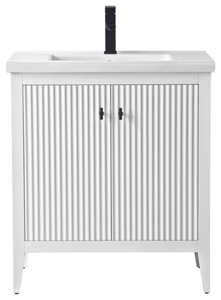 Vanity Art Freestanding Vanity, White, 30", Single Sink, Matte Black