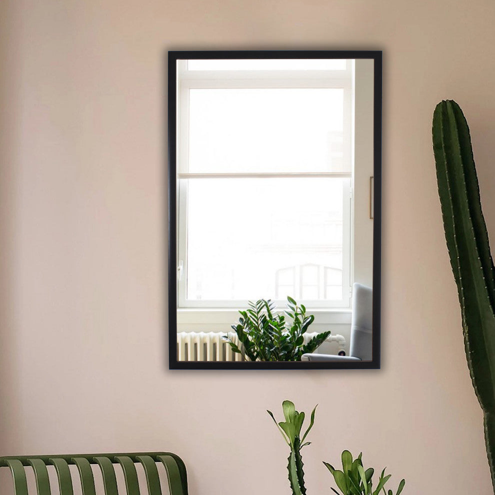 Chloe's Reflection Textured Black Rectangular Framed Wall Mirror