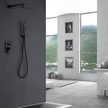 Wall Mounted Rain Shower System with 10Inch Showerhead, Matte Black