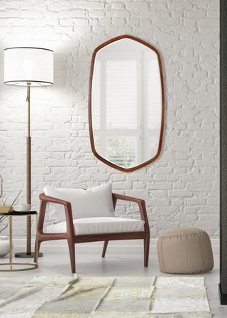 McLean Oval Wood Framed Mirror, Walnut Brown 20x36
