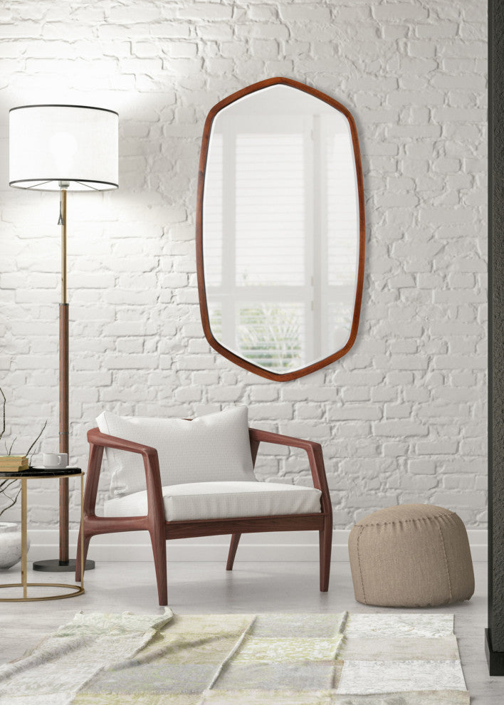 McLean Oval Wood Framed Mirror, Walnut Brown 20x36