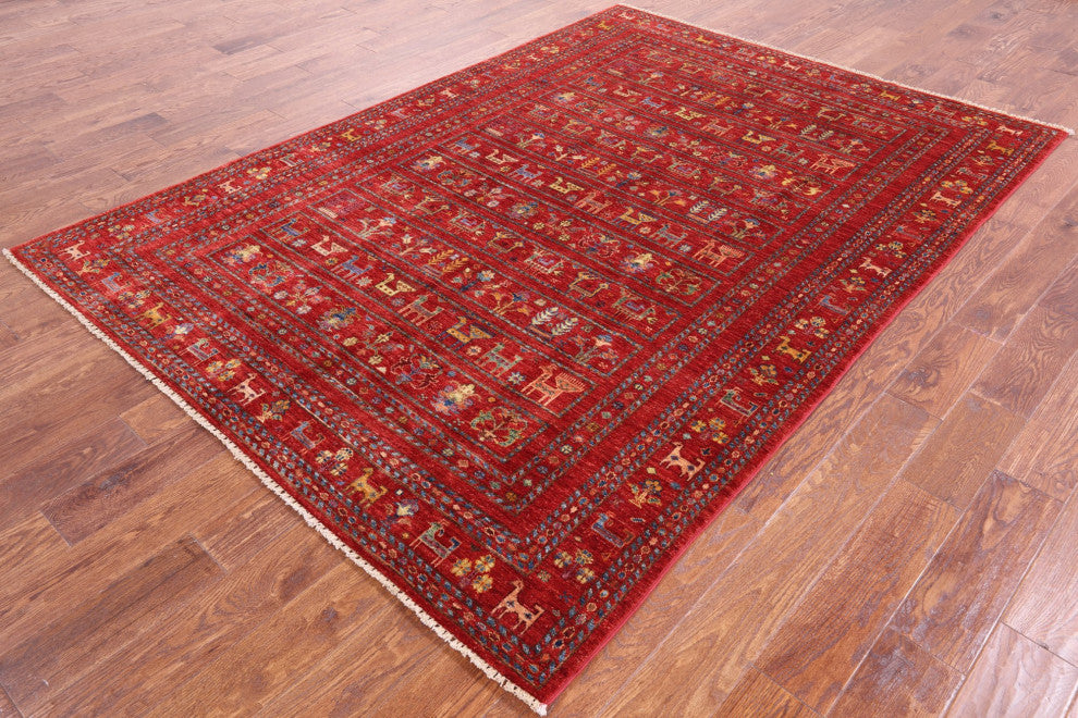Tribal Persian Gabbeh Hand Knotted Rug 5' 11" X 8' 5" Q5350