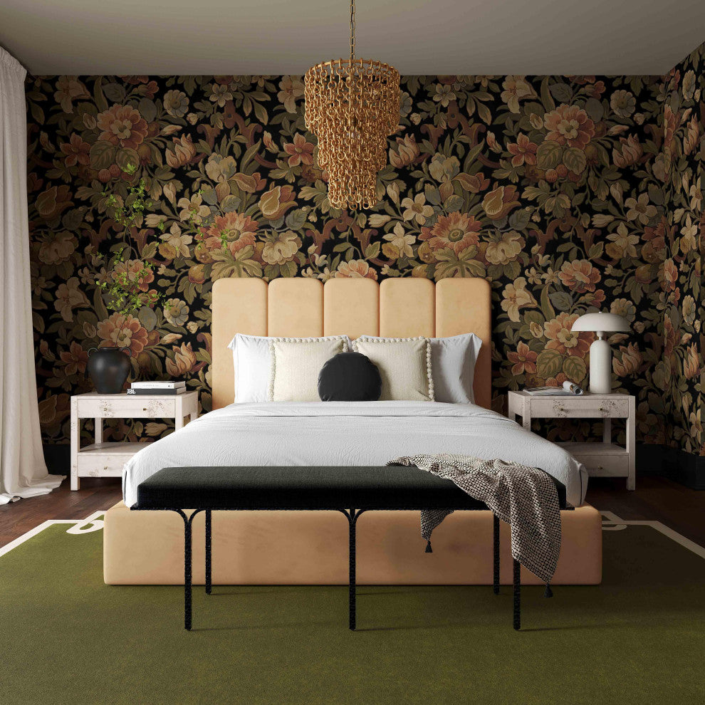 Palani Honey Velvet King Bed - Honey