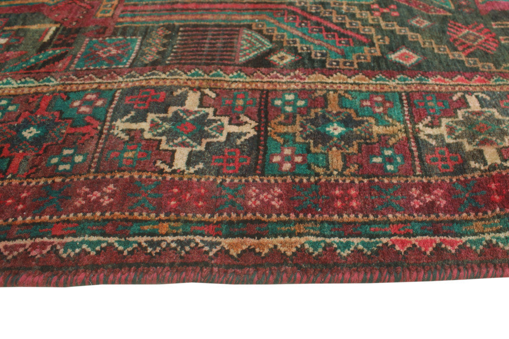 Fine Vintage Distressed Jemila Charcoal/Burgundy Runner, 3'7x8'11