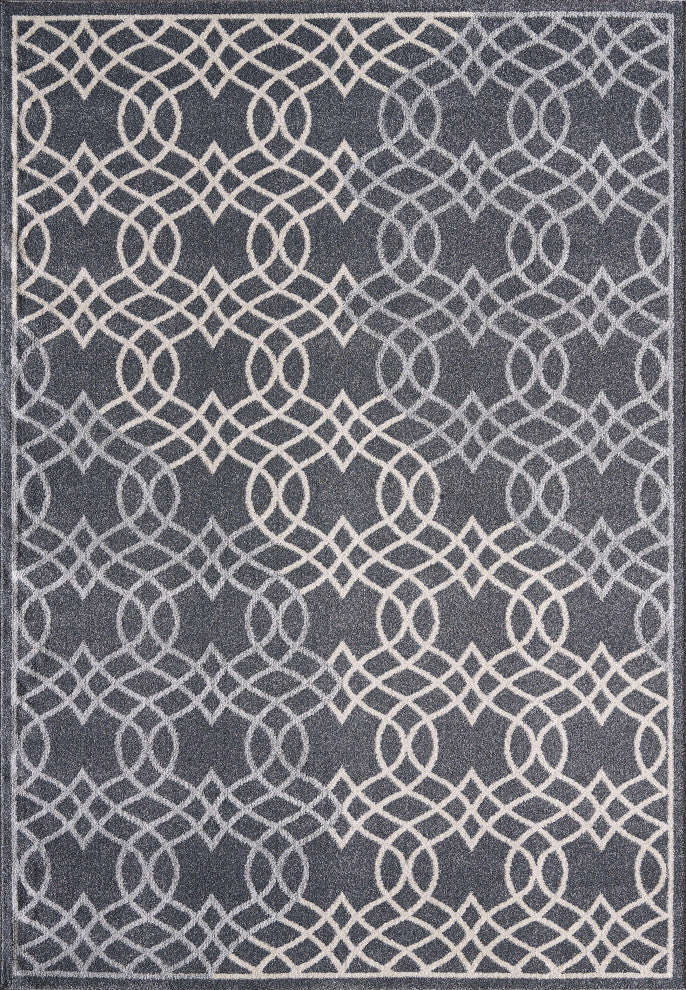 Abani Quartz QRZ180A Grey White Traditional Moroccan Trellis Area Rug