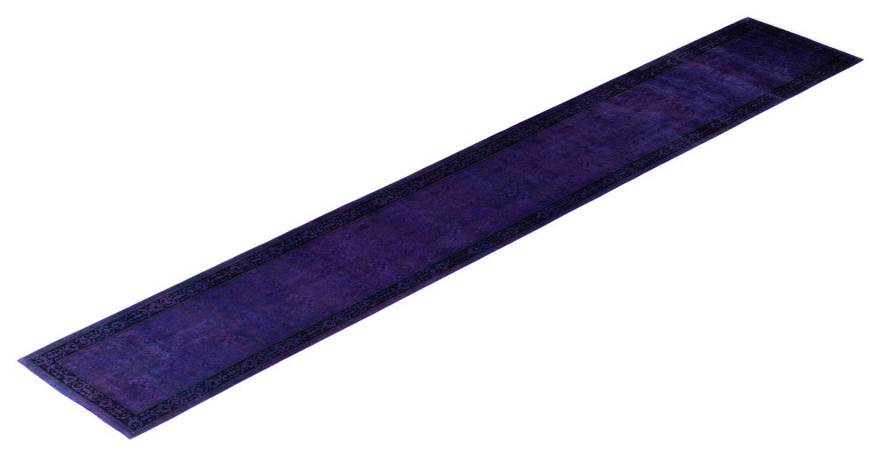Overdyed One-of-a-Kind Hand-Knotted Area Rug Purple, 2' 9" x 17' 8"