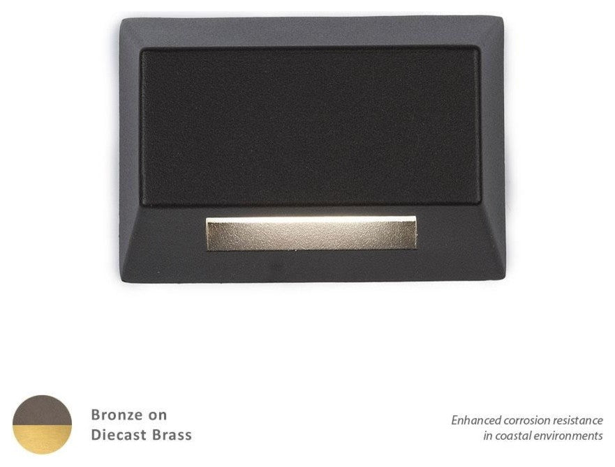 WAC-Lighting LED 12V Rectangle Deck & Patio 2700K Warm, Solid Brass, 3031-27BBR