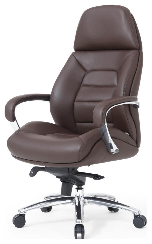 Gates Fully Reclining Adjustable Executive Chair Soft Top Grain Leather, Dark Brown