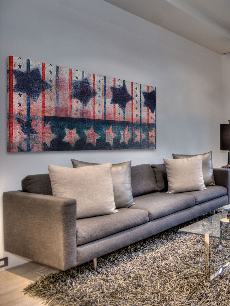 "Bold Stars" Print on Canvas, 30"x10"
