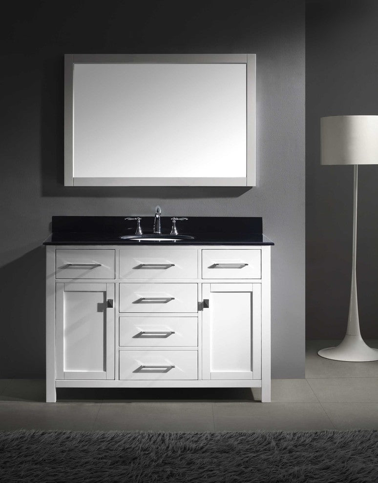 Caroline 48" Single Bathroom Vanity Set White, Granite Countertop