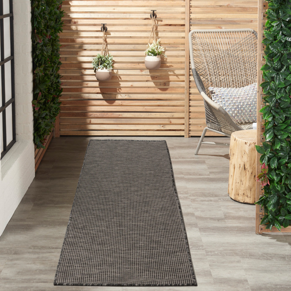 Nourison Positano Contemporary Area Rug, Charcoal, 2'2"x10' Runner