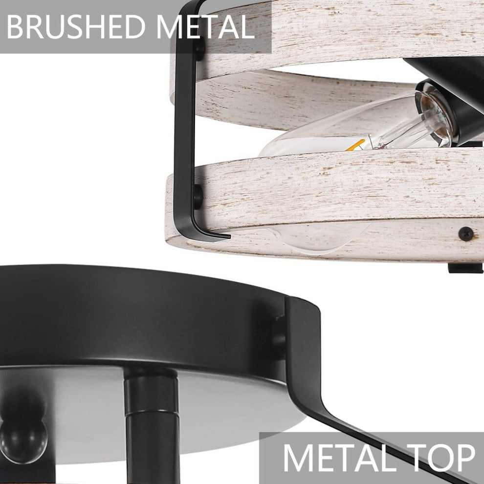 2 Light Drum Ceiling Light Fixture, Farmhouse, Flush Mount