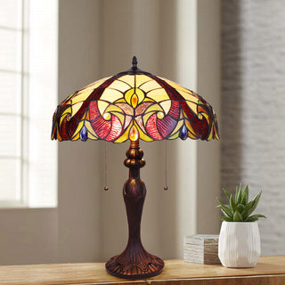 Adia Victorian Tiffany-Style Dark Bronze 2 Light Table Lamp 18" Wide