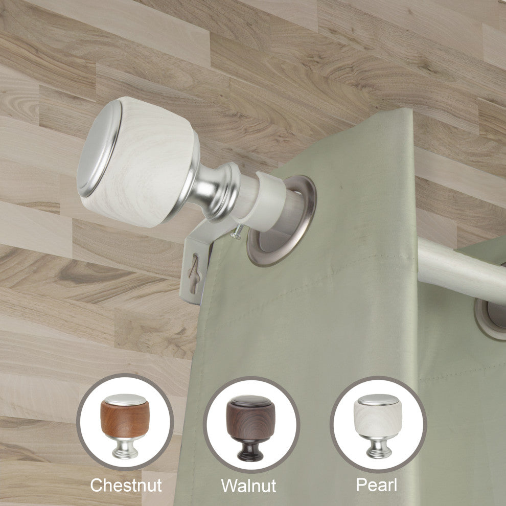 Eula 1" Diameter Curtain Rod, Pearl White, 170-240"