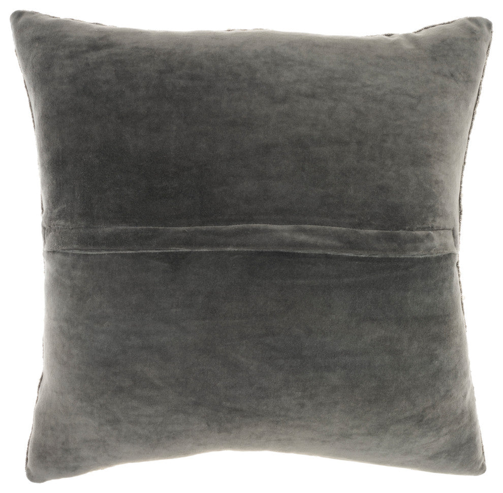 Nourison Home 20"x20" Sofia Beaded Vert Stripes Pewter Throw Pillows