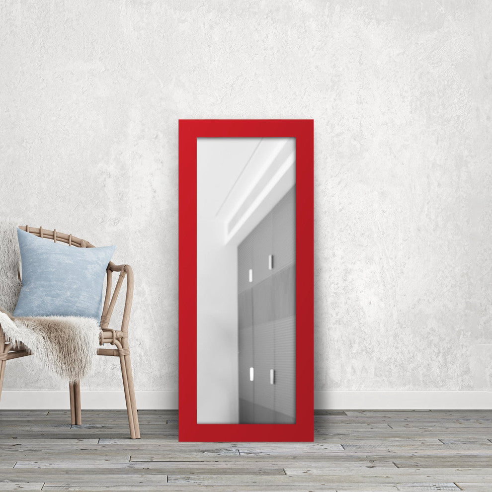 72"x30" Pop of Color Wall/Floor Mirror Art, Italian Red
