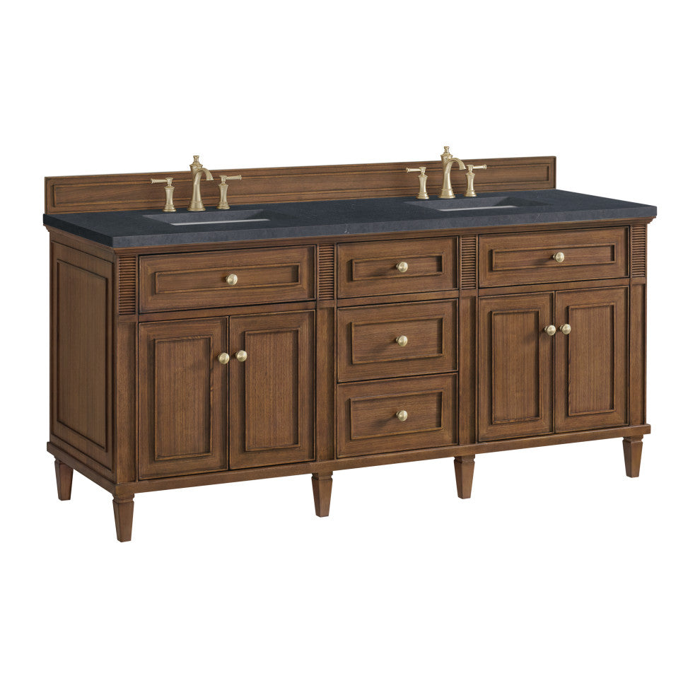 Lorelai 72"Double Vanity, Mid-Century Walnut, 3 CM Charcoal Soapstone Top