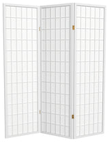 5' Tall Window Pane Shoji Screen, White, 3 Panels