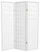 5' Tall Window Pane Shoji Screen, White, 3 Panels